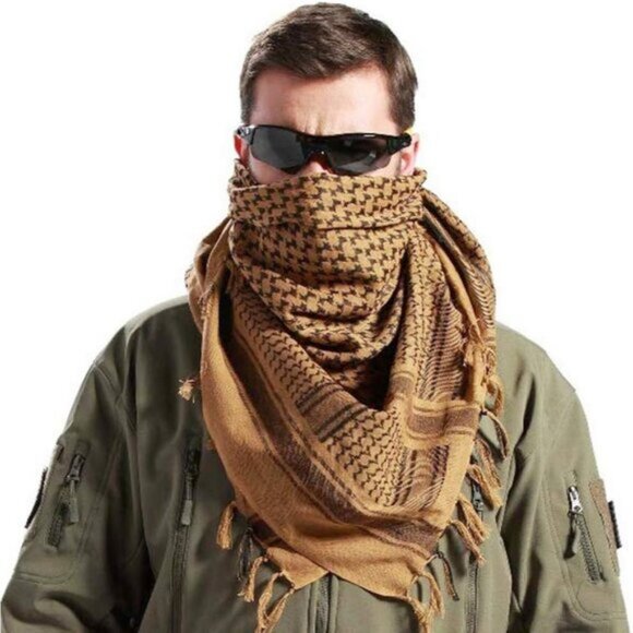 ⚡Men Coyote Brown 100% Cotton Military Shemagh Tactical Desert Scarf Wrap - Picture 6 of 8